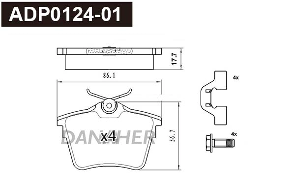 Brake Pad Set, disc brake (ADP0124-01)