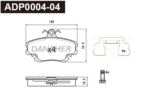 Brake Pad Set, disc brake (ADP0004-04)
