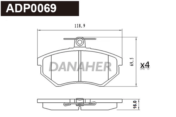 Brake Pad Set, disc brake (ADP0069)