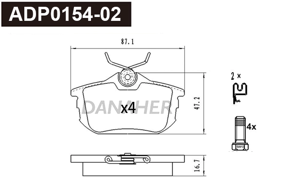 Brake Pad Set, disc brake (ADP0154-02)