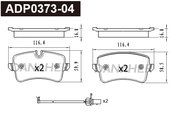 Brake Pad Set, disc brake (ADP0373-04)