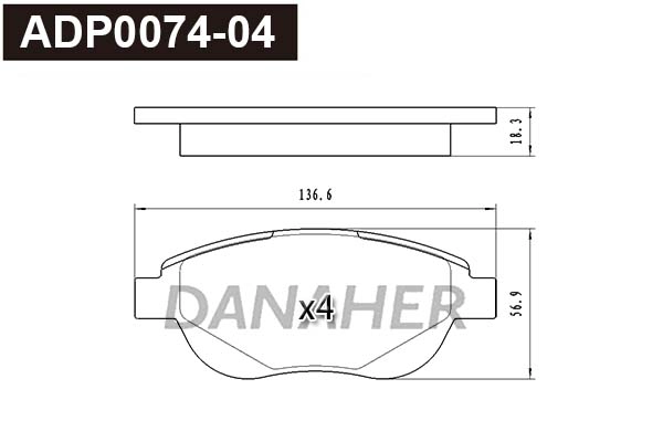 Brake Pad Set, disc brake (ADP0074-04)