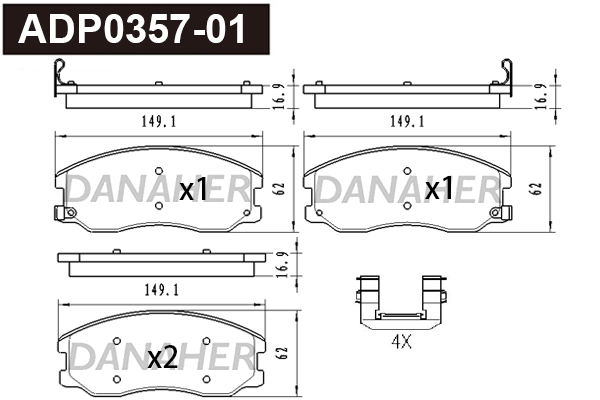 Brake Pad Set, disc brake (ADP0357-01)