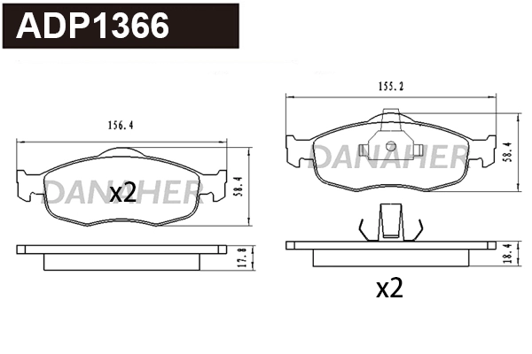 Brake Pad Set, disc brake (ADP1366)
