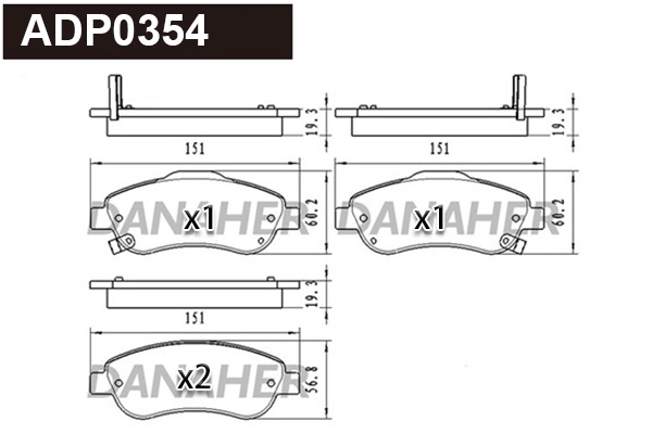 Brake Pad Set, disc brake (ADP0354)