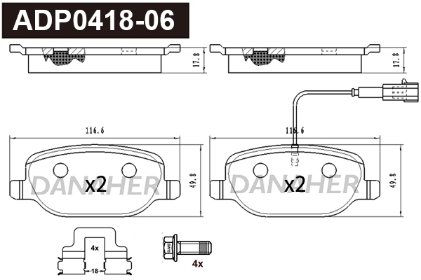 Brake Pad Set, disc brake (ADP0418-06)