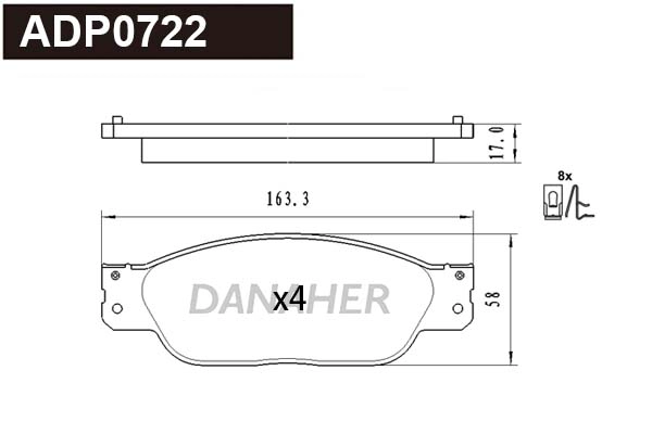 Brake Pad Set, disc brake (ADP0722)