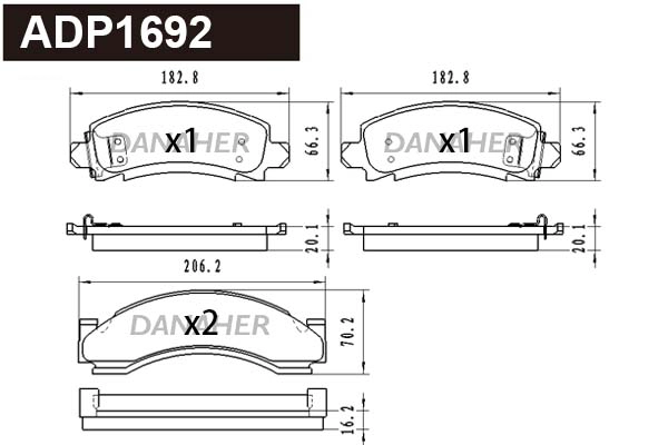 Brake Pad Set, disc brake (ADP1692)