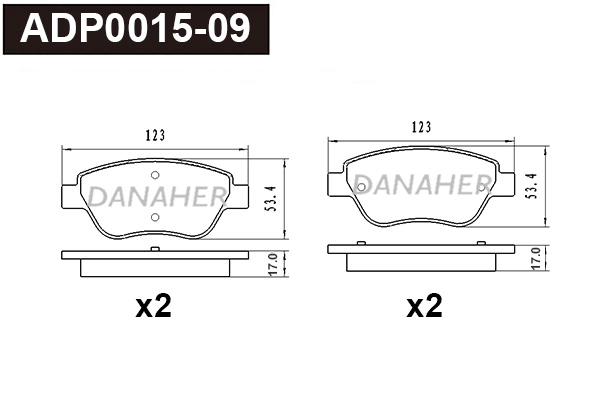 Brake Pad Set, disc brake (ADP0015-09)