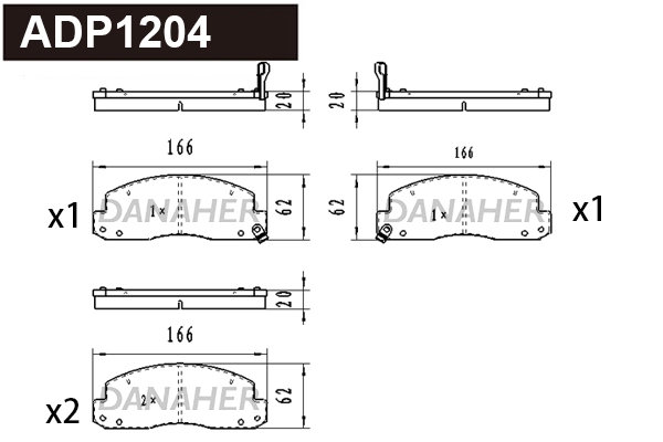 Brake Pad Set, disc brake (ADP1204)