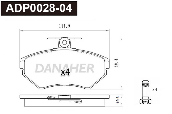 Brake Pad Set, disc brake (ADP0028-04)