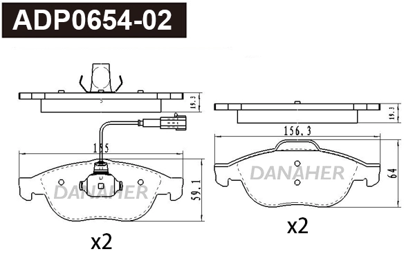 Brake Pad Set, disc brake (ADP0654-02)