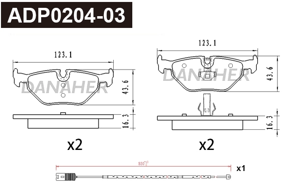 Brake Pad Set, disc brake (ADP0204-03)