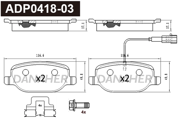 Brake Pad Set, disc brake (ADP0418-03)