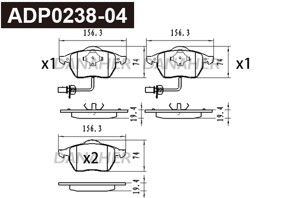 Brake Pad Set, disc brake (ADP0238-04)