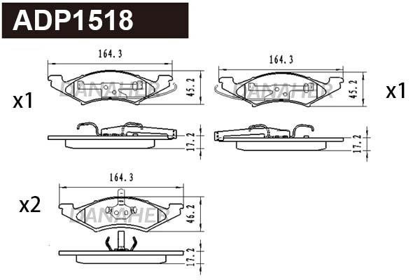 Brake Pad Set, disc brake (ADP1518)