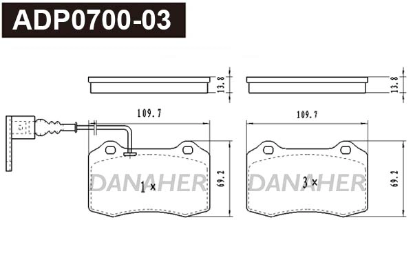 Brake Pad Set, disc brake (ADP0700-03)