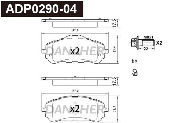 Brake Pad Set, disc brake (ADP0290-04)