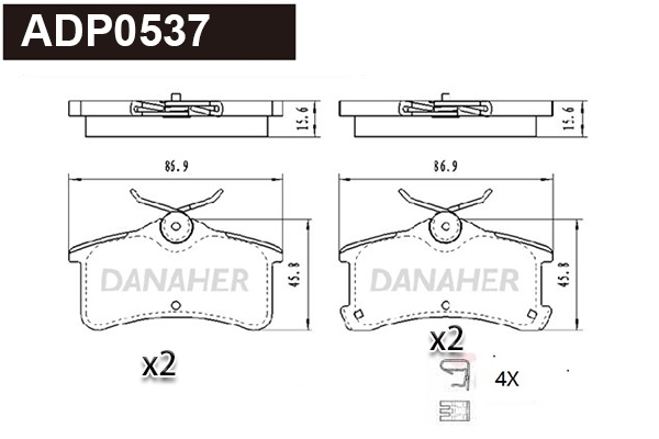 Brake Pad Set, disc brake (ADP0537)