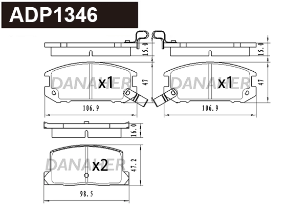 Brake Pad Set, disc brake (ADP1346)