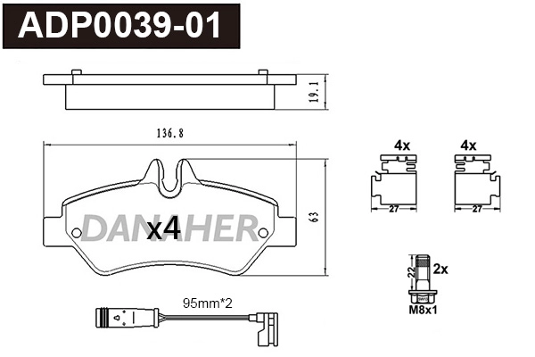Brake Pad Set, disc brake (ADP0039-01)