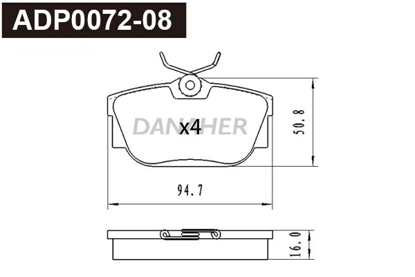 Brake Pad Set, disc brake (ADP0072-08)