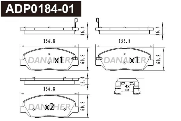Brake Pad Set, disc brake (ADP0184-01)