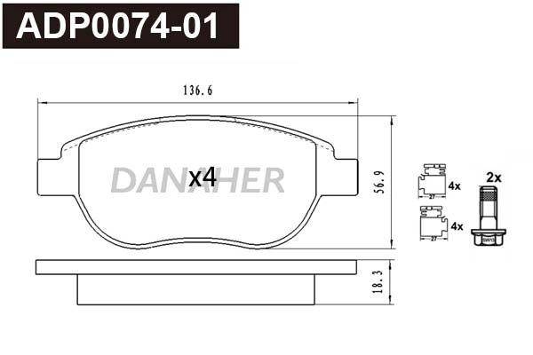 Brake Pad Set, disc brake (ADP0074-01)