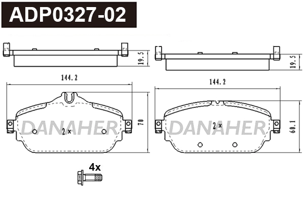 Brake Pad Set, disc brake (ADP0327-02)