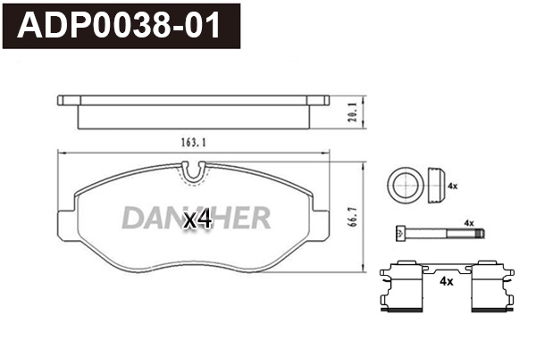 Brake Pad Set, disc brake (ADP0038-01)
