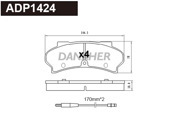 Brake Pad Set, disc brake (ADP1424)
