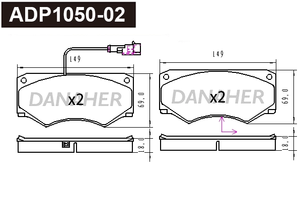 Brake Pad Set, disc brake (ADP1050-02)