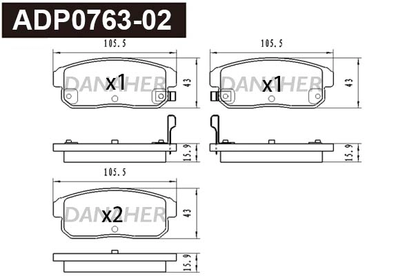 Brake Pad Set, disc brake (ADP0763-02)