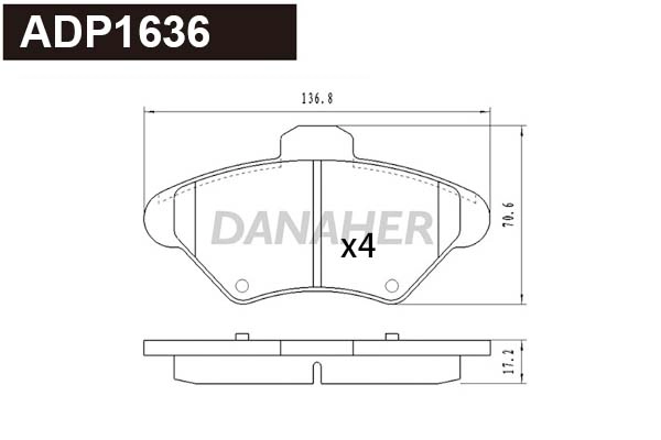 Brake Pad Set, disc brake (ADP1636)