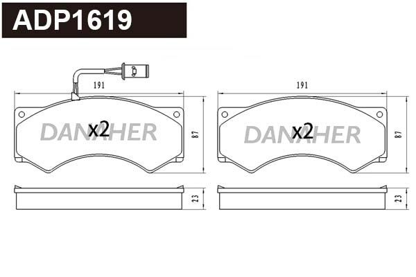 Brake Pad Set, disc brake (ADP1619)