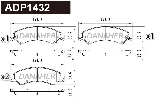 Brake Pad Set, disc brake (ADP1432)