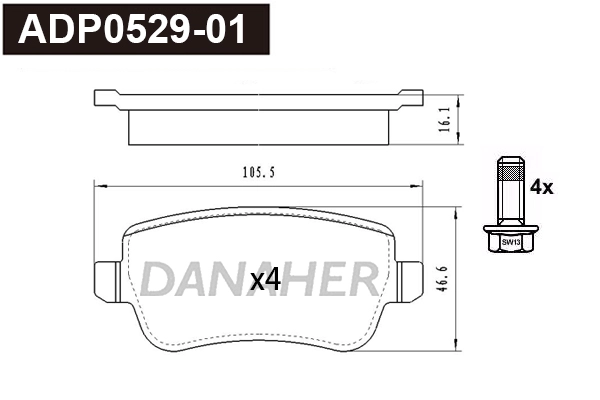 Brake Pad Set, disc brake (ADP0529-01)
