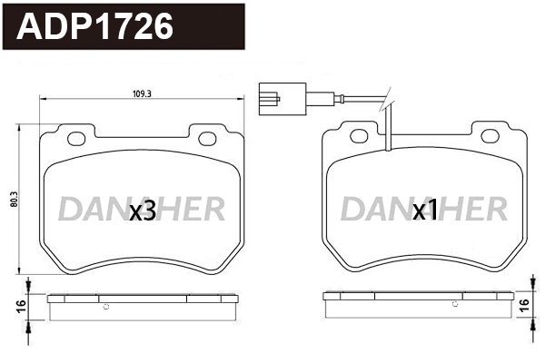 Brake Pad Set, disc brake (ADP1726)