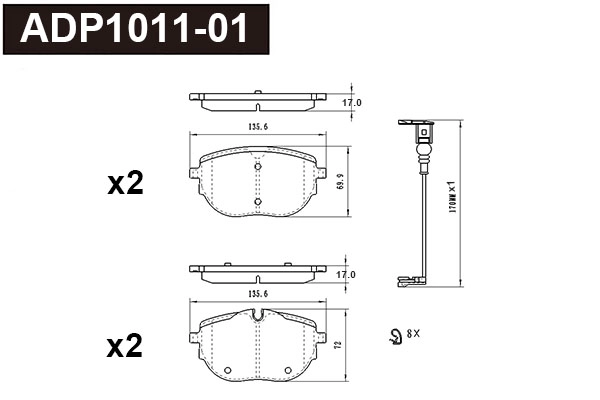 Brake Pad Set, disc brake (ADP1011-01)