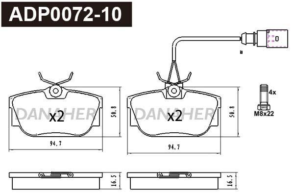 Brake Pad Set, disc brake (ADP0072-10)