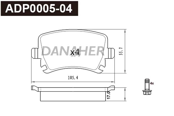 Brake Pad Set, disc brake (ADP0005-04)