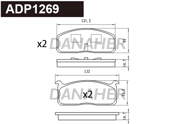 Brake Pad Set, disc brake (ADP1269)