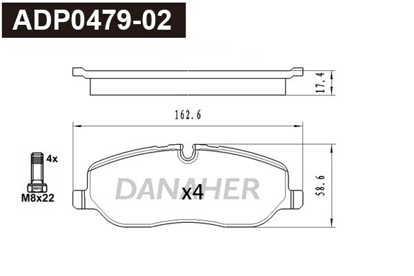 Brake Pad Set, disc brake (ADP0479-02)