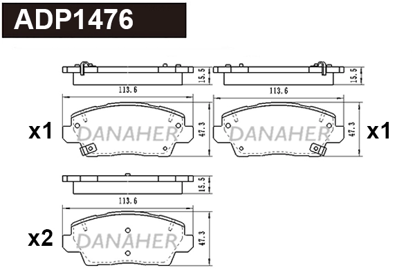 Brake Pad Set, disc brake (ADP1476)