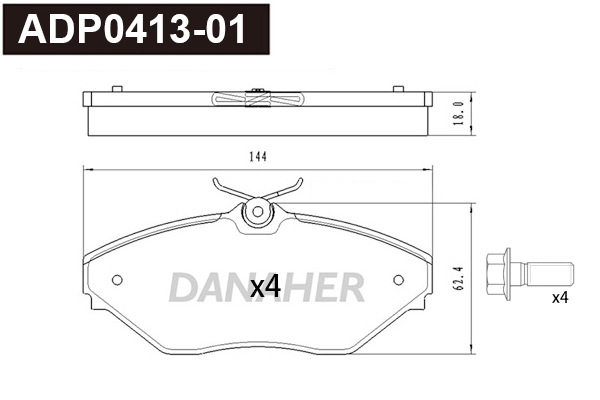 Brake Pad Set, disc brake (ADP0413-01)