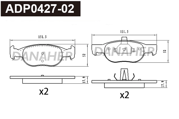 Brake Pad Set, disc brake (ADP0427-02)
