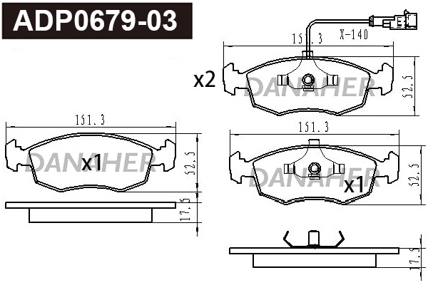 Brake Pad Set, disc brake (ADP0679-03)