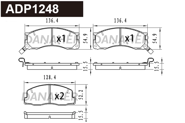 Brake Pad Set, disc brake (ADP1248)