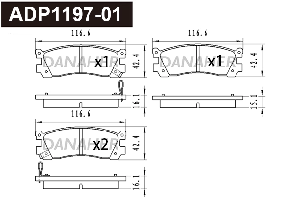 Brake Pad Set, disc brake (ADP1197-01)