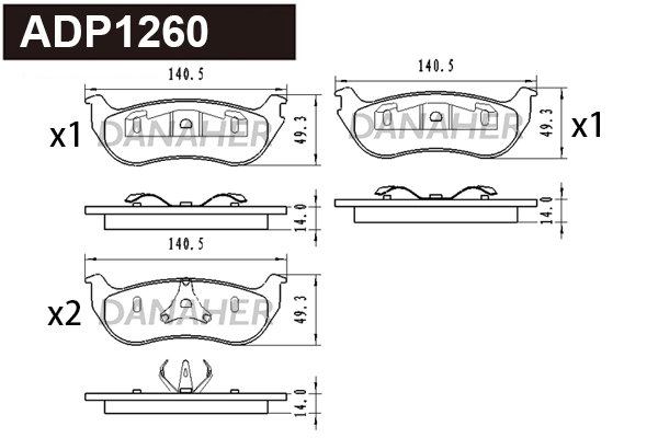 Brake Pad Set, disc brake (ADP1260)